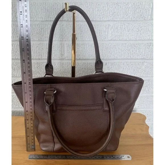 TIGNANELLO Brown Genuine Leather Double Handle Medium Size Bag Purse Lined EUC - Picture 11 of 14
